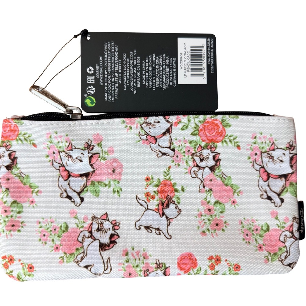 Disney Loungefly Marie Aristocats Floral AOP Pencil Case Pouch WDCB0406 New